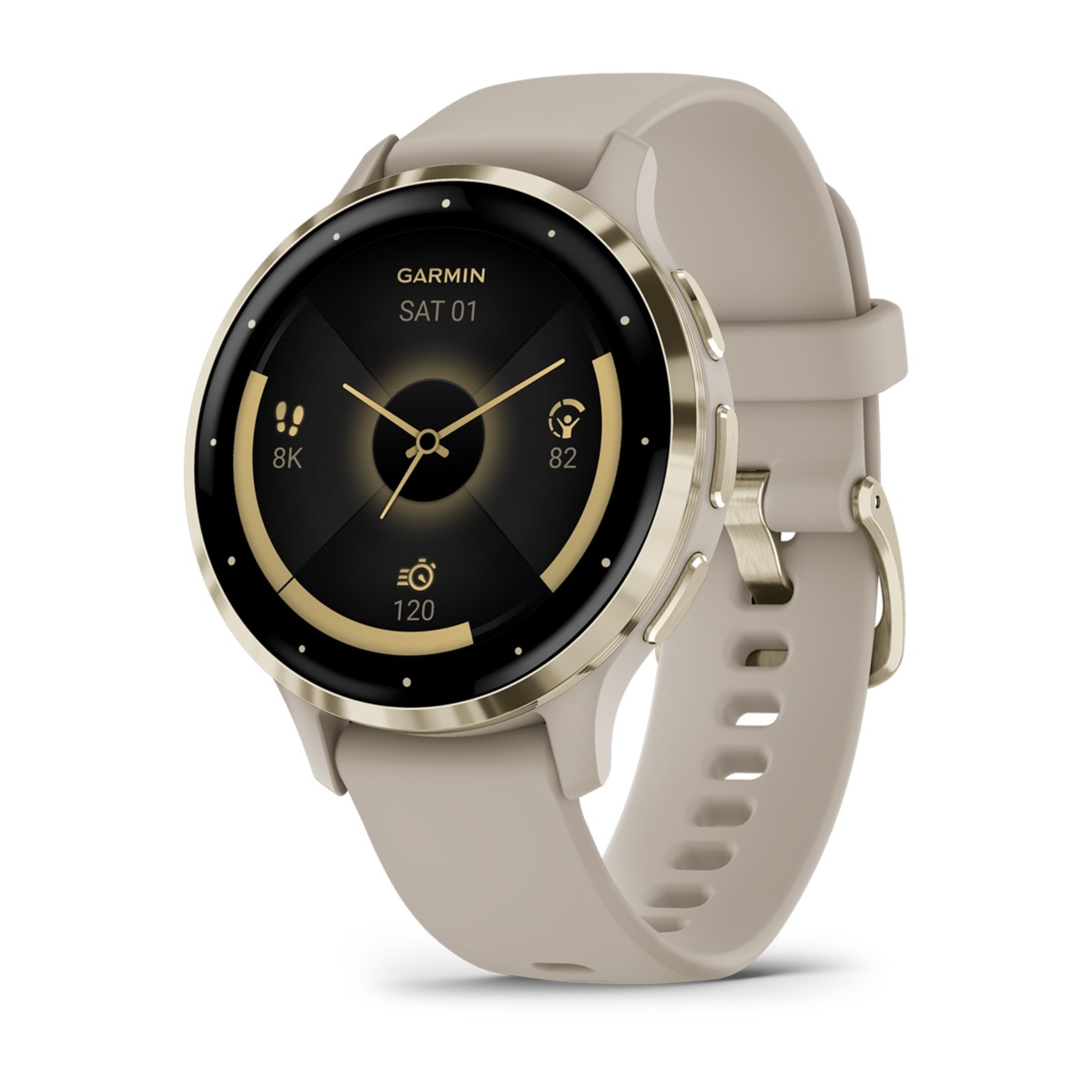 Venu 3S - Soft Gold Stainless Steel Bezel With French Gray Case And Silicone Band
