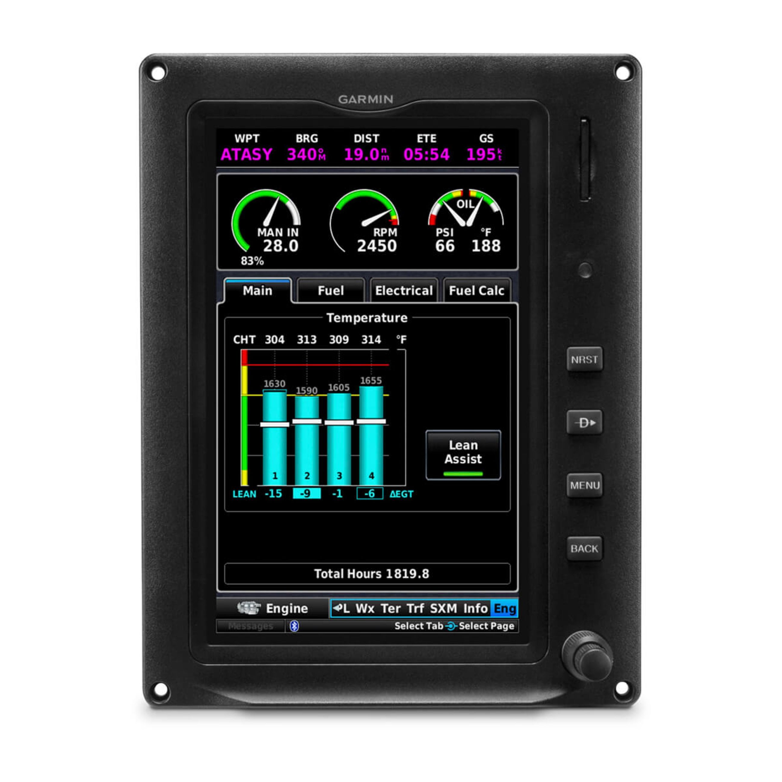 G3X Touch For Certificated Aircraft - 7" Portrait Display With 4 Cylinder Eis